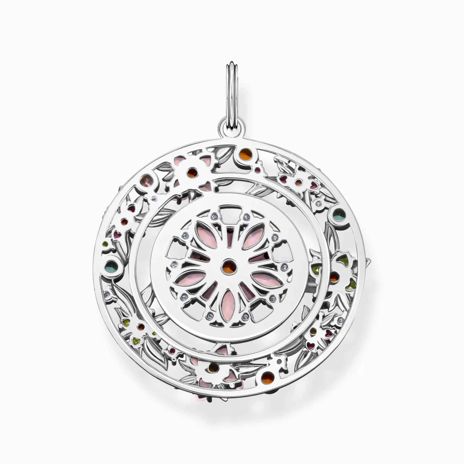 THOMAS SABO Hängsmycken | Upp till SEK 5.000<H&AUML;NGSMYCKE AMULETT BLOMMOR STENAR I F&AUML;RG SILVER silverfargad, ljusgrön, röd, vit, orange, grön, violett, rosa