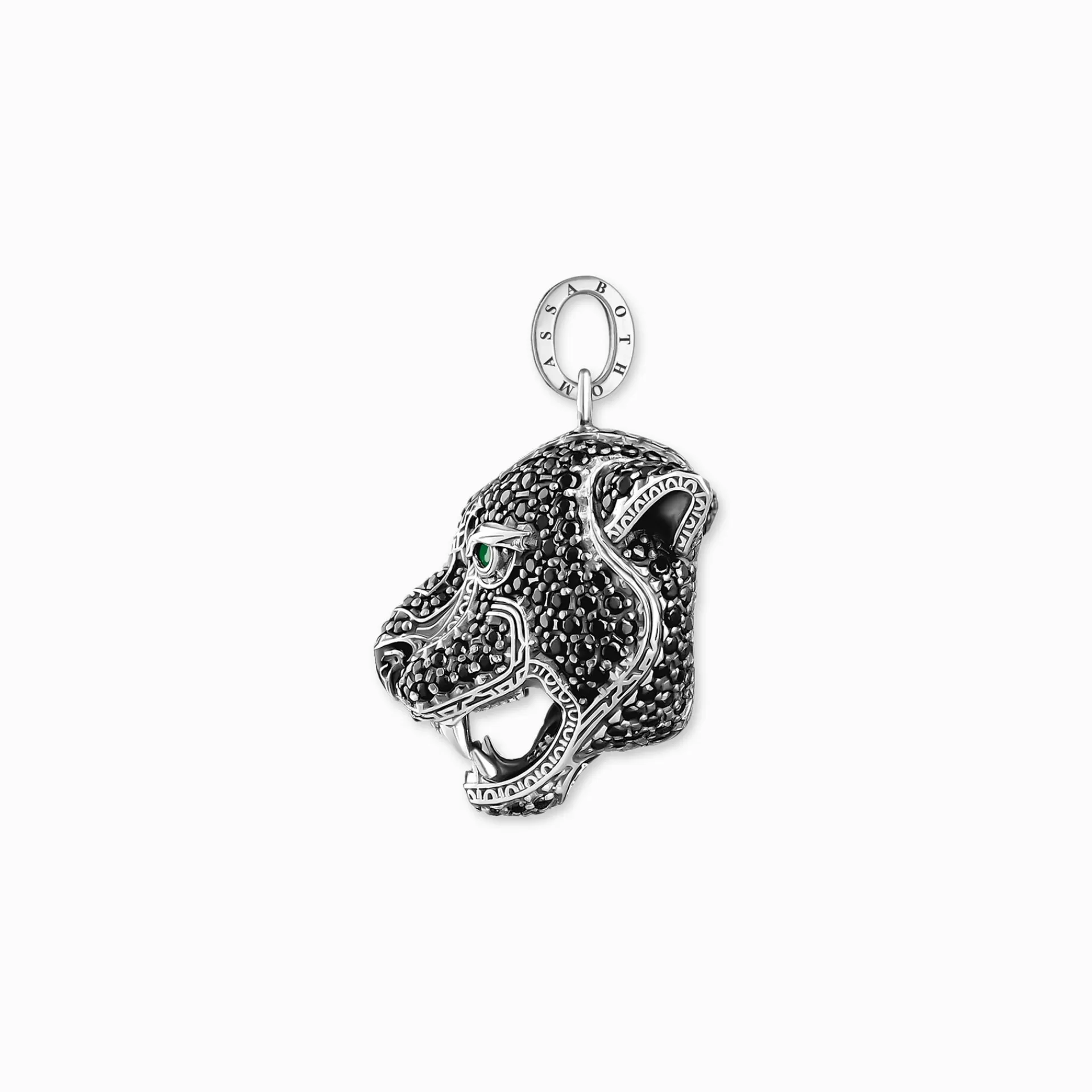 THOMAS SABO Hängsmycken | Återvunnet 925 silver<H&AUML;NGSMYCKE BLACK CAT svart, silverfargad, grön