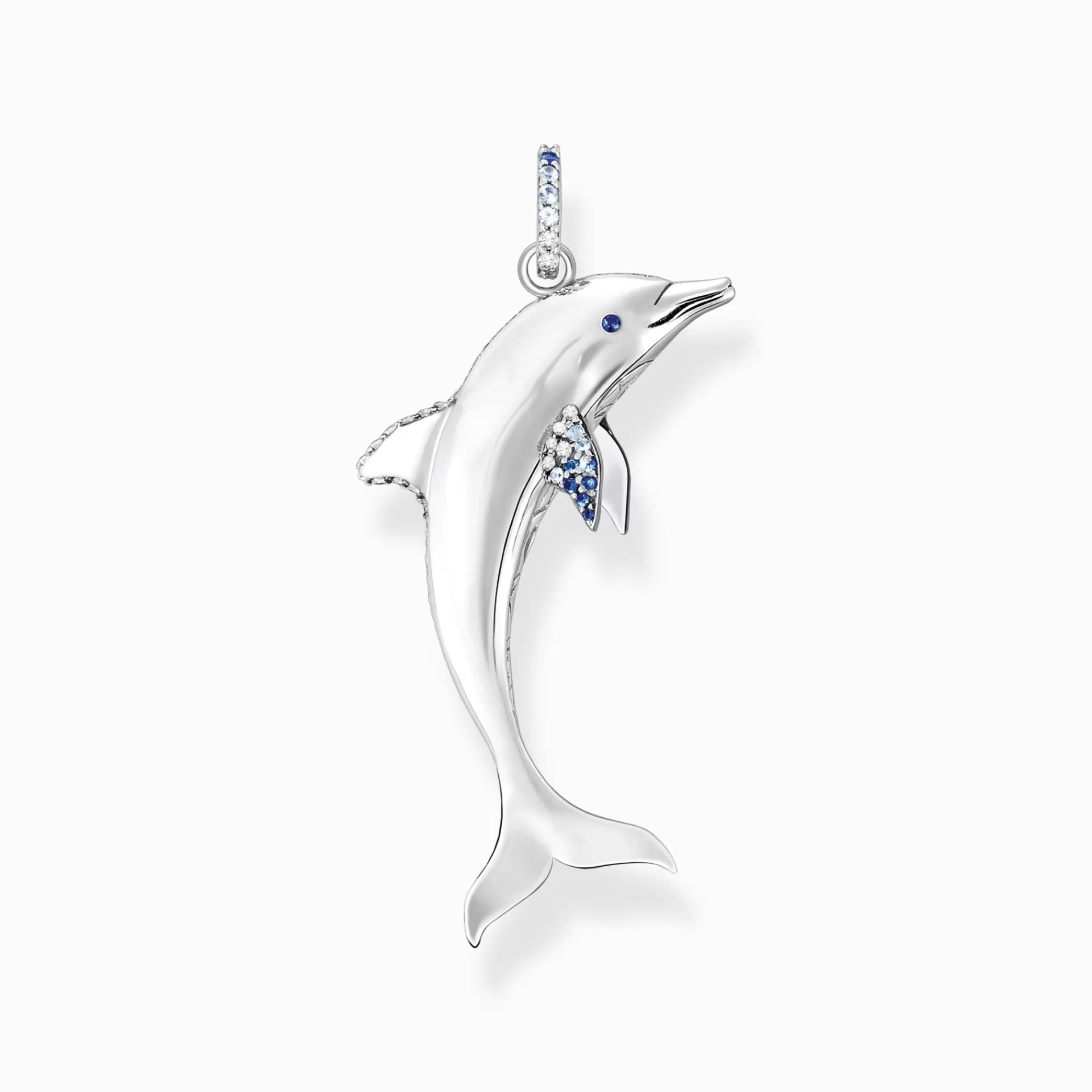 THOMAS SABO Hängsmycken | Återvunnet 925 silver<H&AUML;NGSMYCKE DELFIN MED BL&ARING; STENAR silverfargad, mörkblå, ljusblå, vit