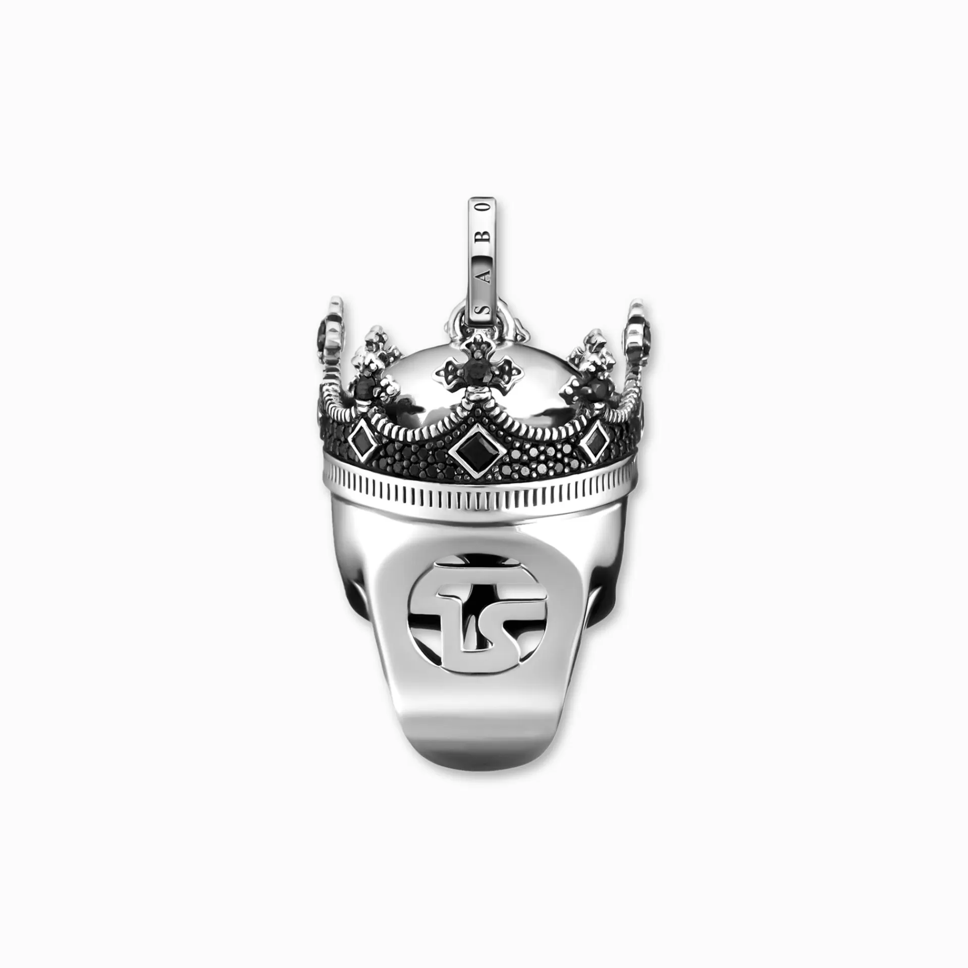 THOMAS SABO Hängsmycken | Återvunnet 925 silver<H&AUML;NGSMYCKE D&OUML;DSKALLE KRONA svart, silverfargad