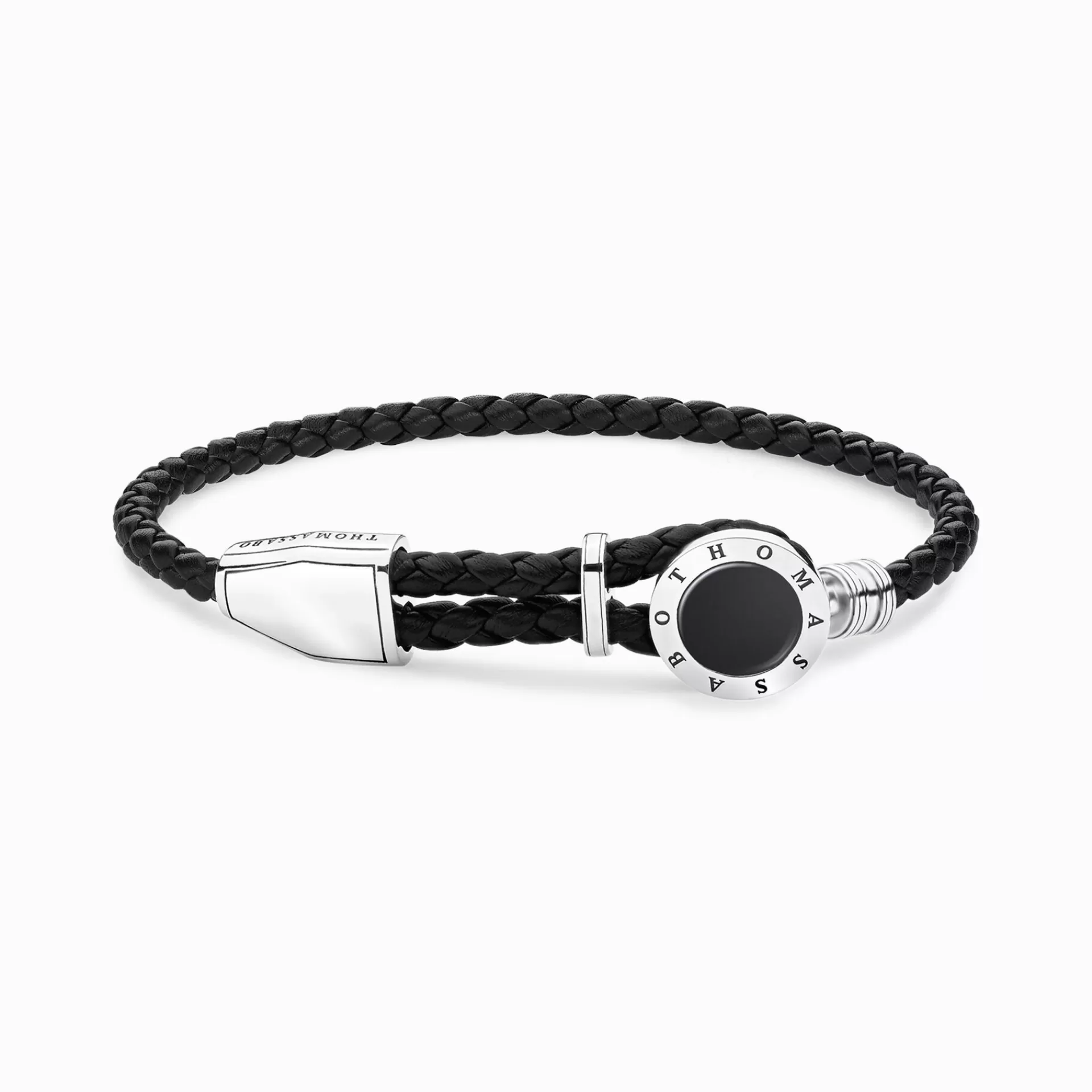 THOMAS SABO Armband | Återvunnet 925 silver<L&AUML;DERARMBAND BRICKA SVART svart, silverfargad