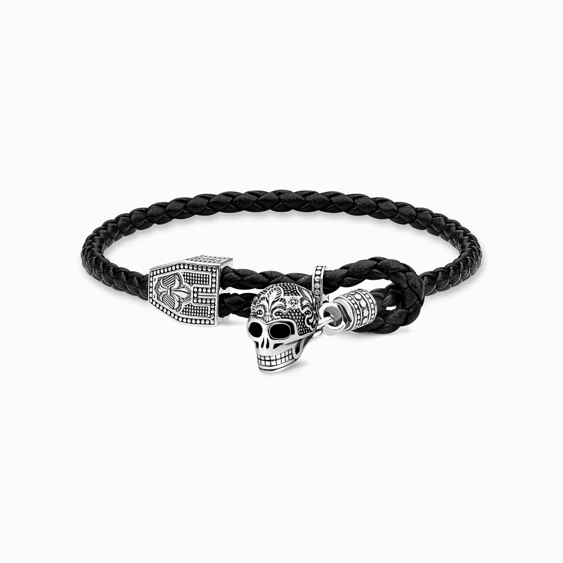 THOMAS SABO Armband | Återvunnet 925 silver<L&AUML;DERARMBAND D&OUML;DSKALLE svart, silverfargad