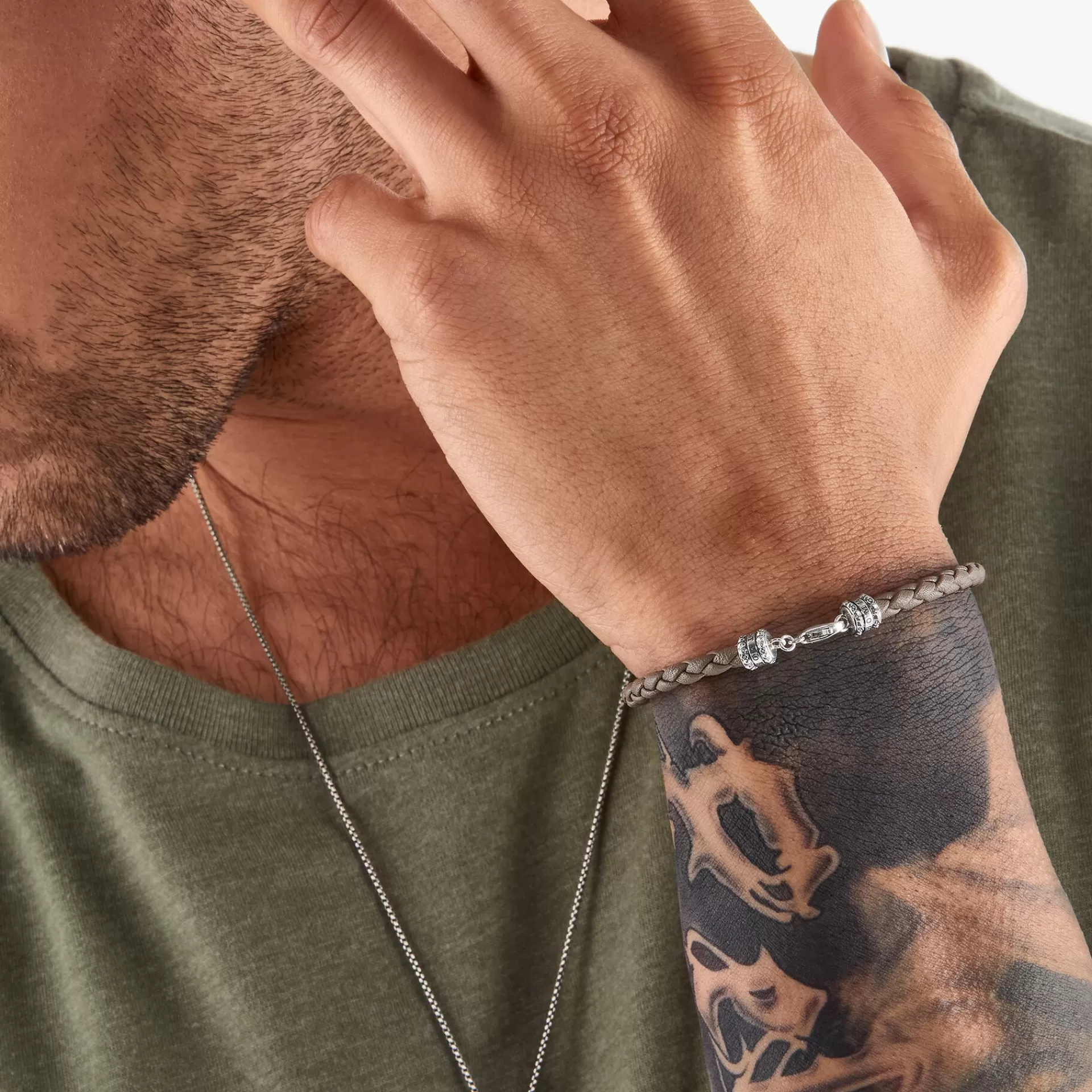 THOMAS SABO Armband | Armband<L&AUML;DERARMBAND GR&ARING; silverfargad, grå