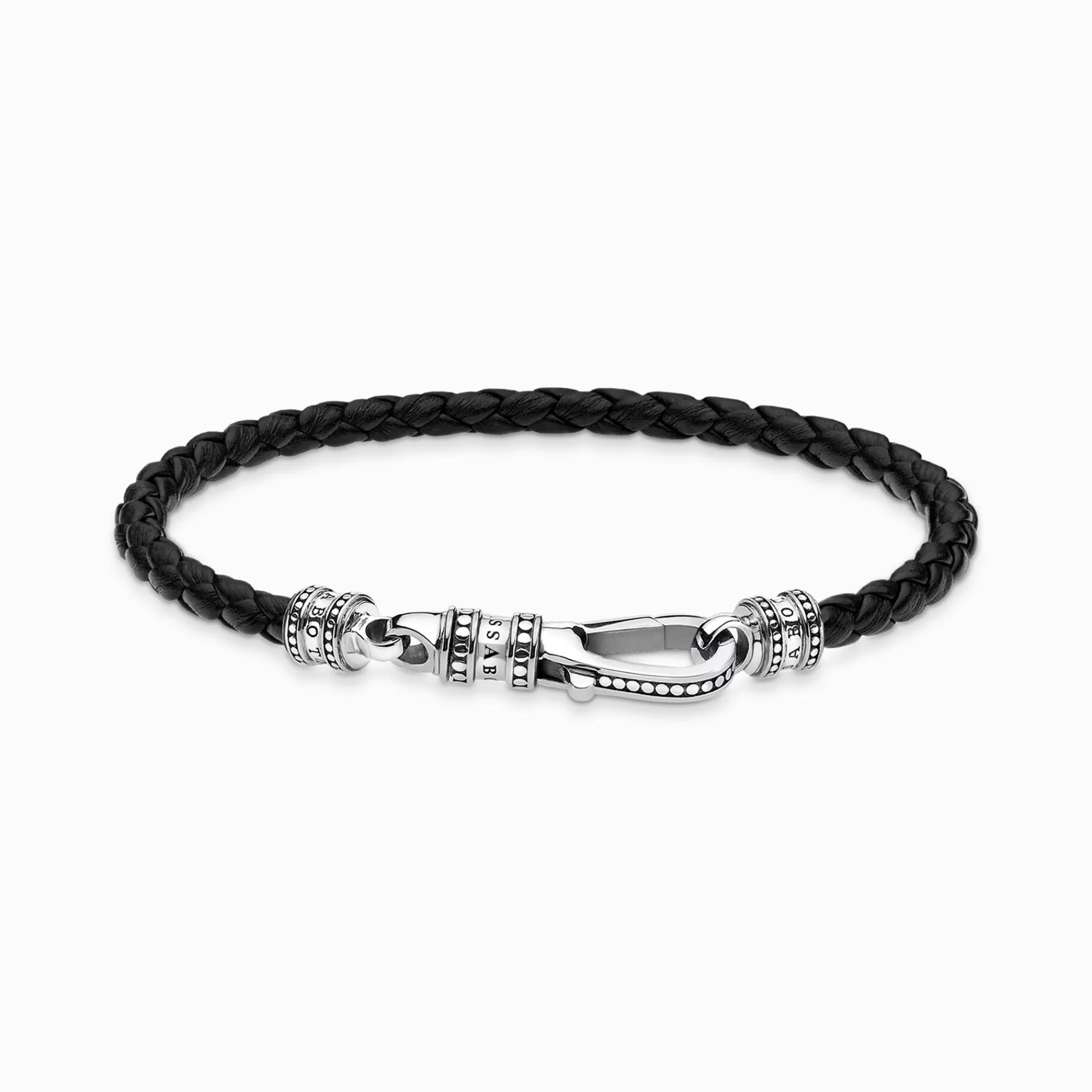 THOMAS SABO Armband | Återvunnet 925 silver<L&AUML;DERARMBAND KARBINHAKE svart, silverfargad