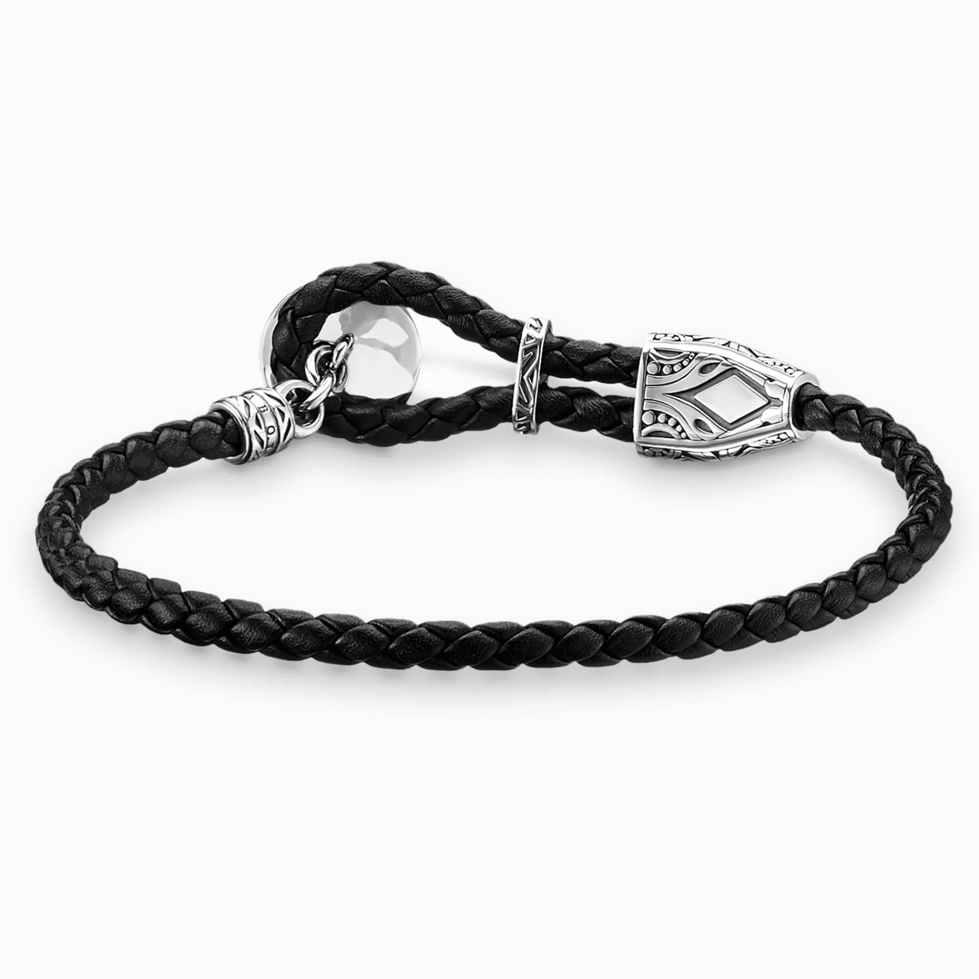 THOMAS SABO Armband | Återvunnet 925 silver<L&AUML;DERARMBAND KOMPASS svart, silverfargad