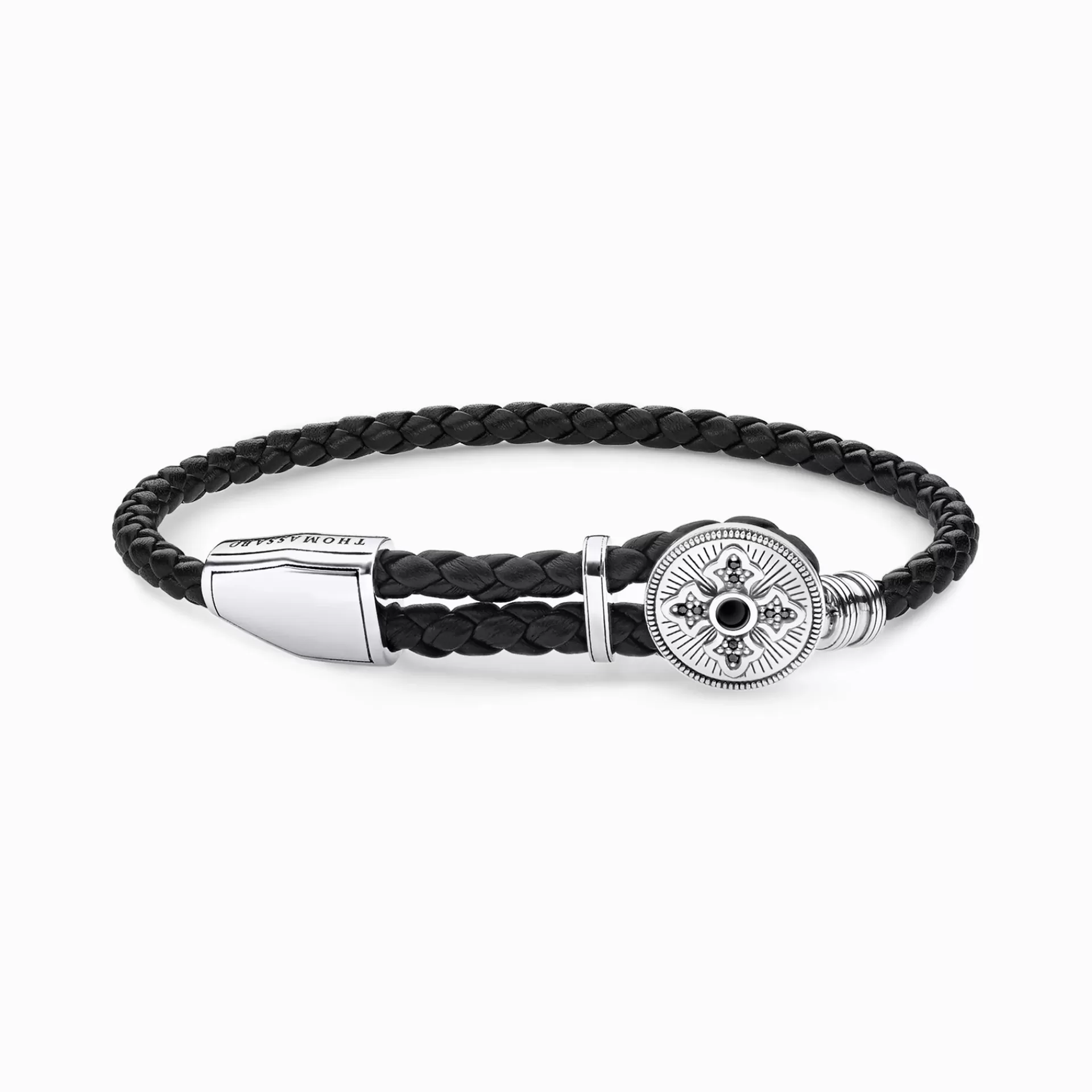 THOMAS SABO Armband | Återvunnet 925 silver<L&AUML;DERARMBAND KORS svart, silverfargad