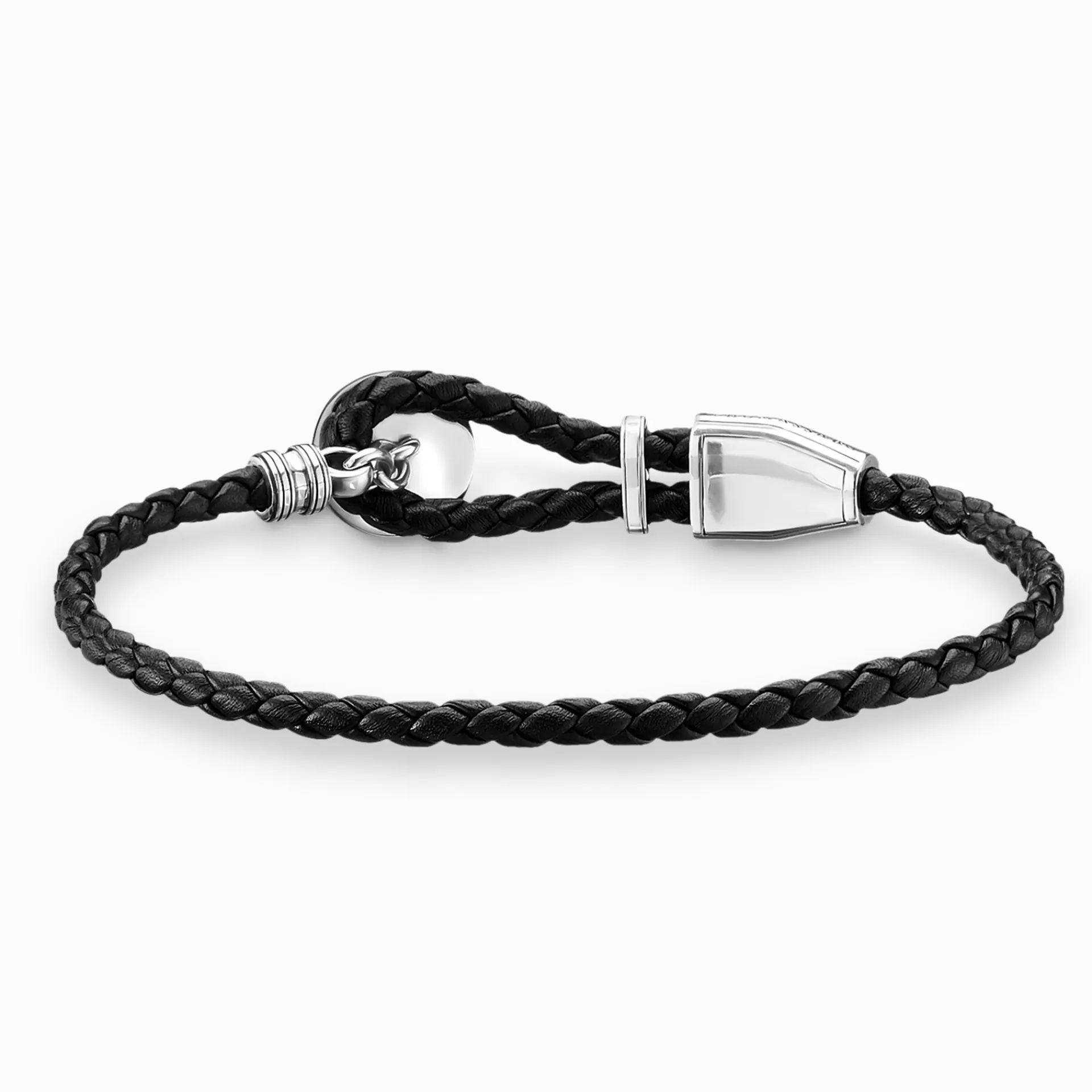 THOMAS SABO Armband | Återvunnet 925 silver<L&AUML;DERARMBAND KORS svart, silverfargad