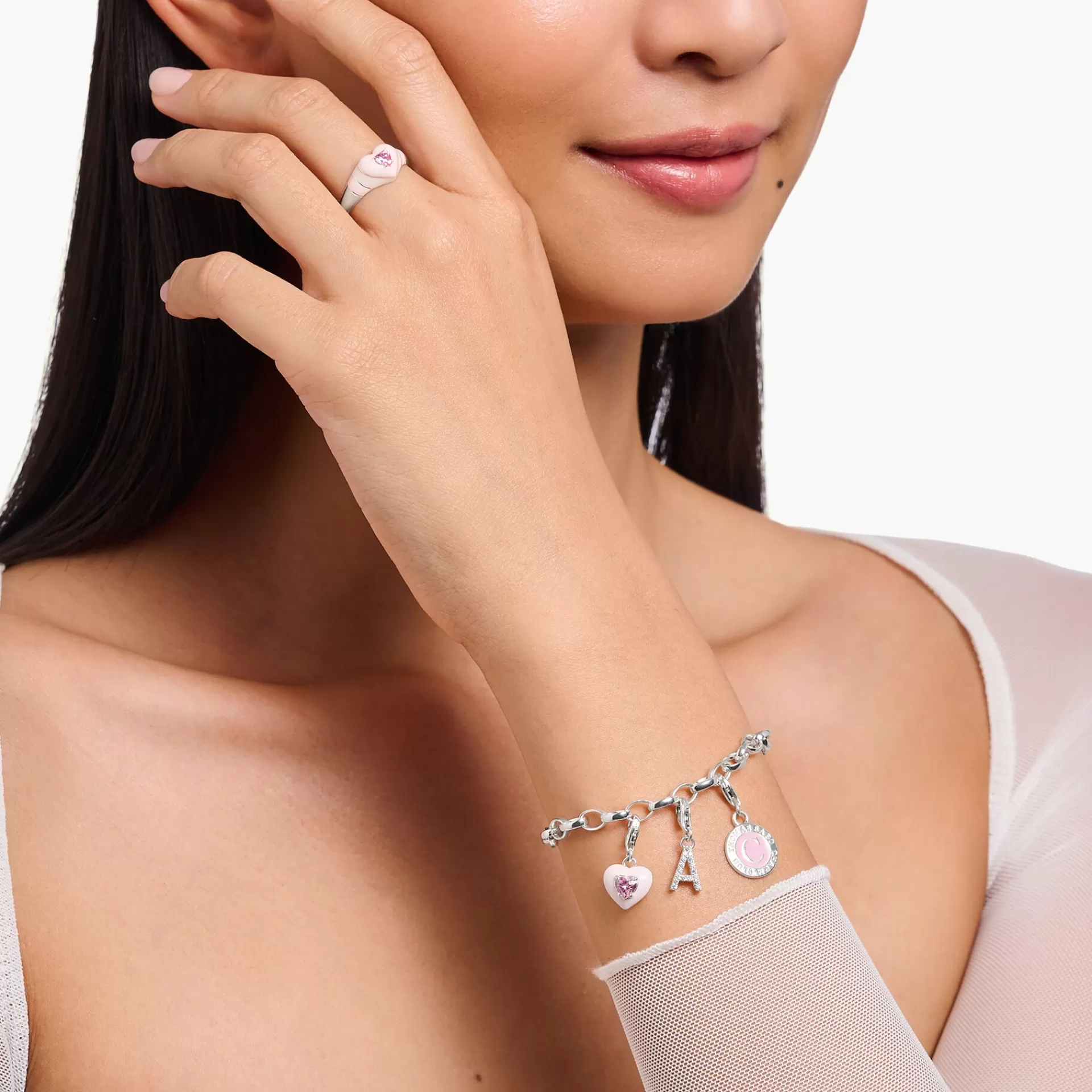 THOMAS SABO Charms | Charms<LEDAMOT CHARM ROSA CHARMISTA COIN SILVER rosa, silverfargad