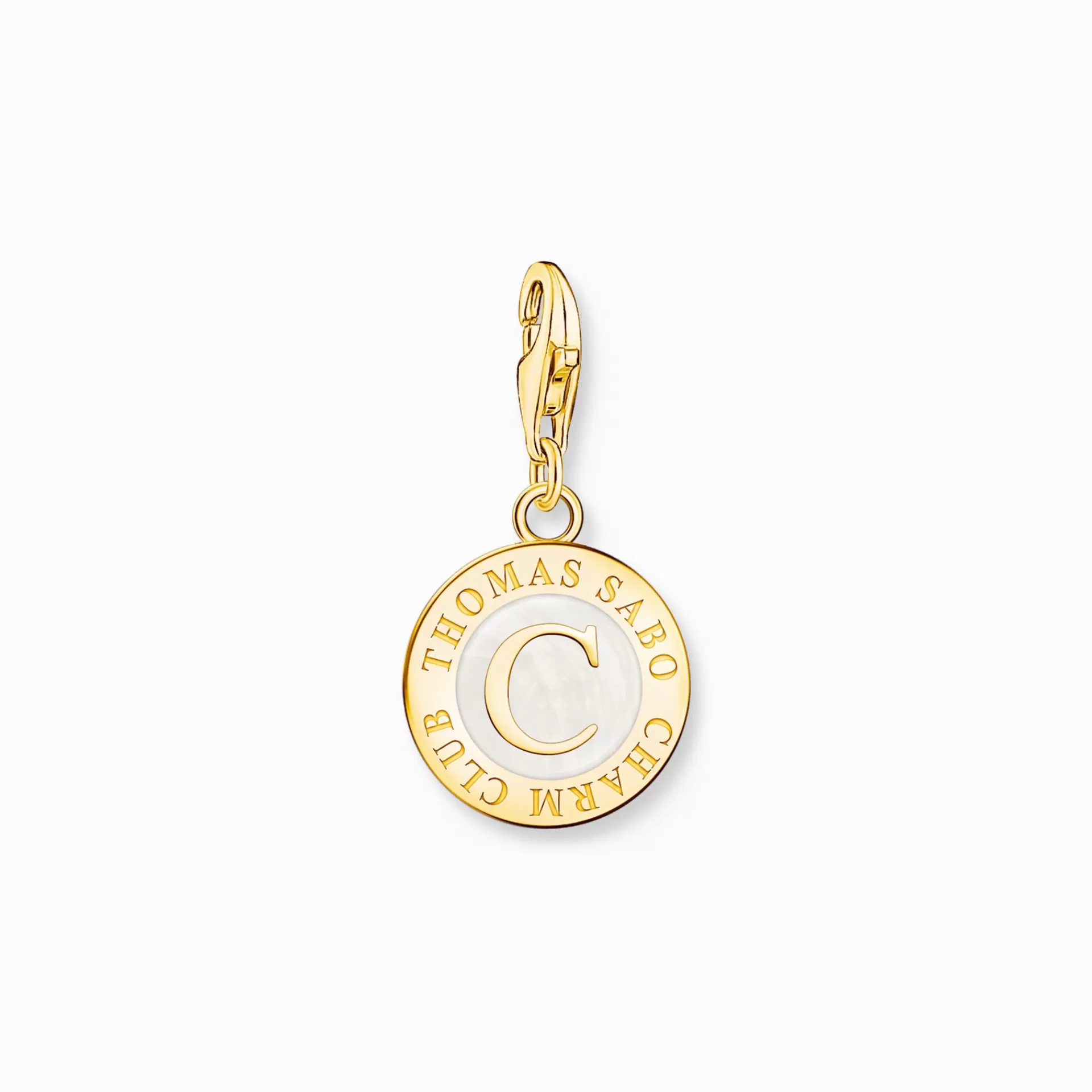 THOMAS SABO Charms | Charms<LEDAMOT CHARM VIT CHARMISTA COIN GULDPL&AUML;TERAD gult guldfargad, vit