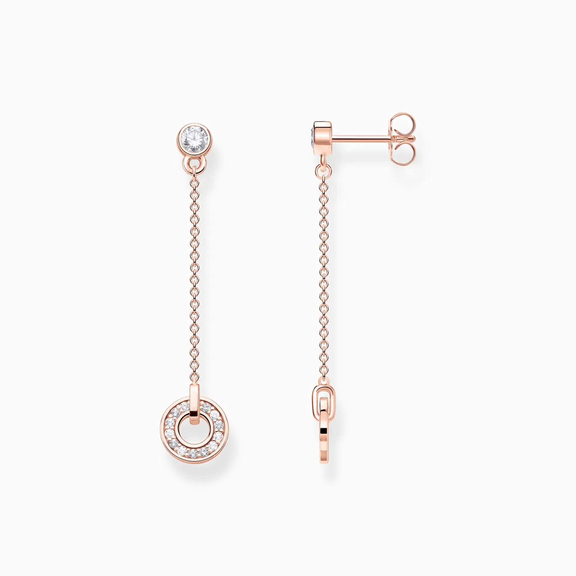 THOMAS SABO Örhängen | 18K roséguldplätering<&OUML;RH&AUML;NGEN CIRKEL MED VITA STENAR ROS&EACUTE;GULDPL&AUML;TERAD vit, roséguldfargad