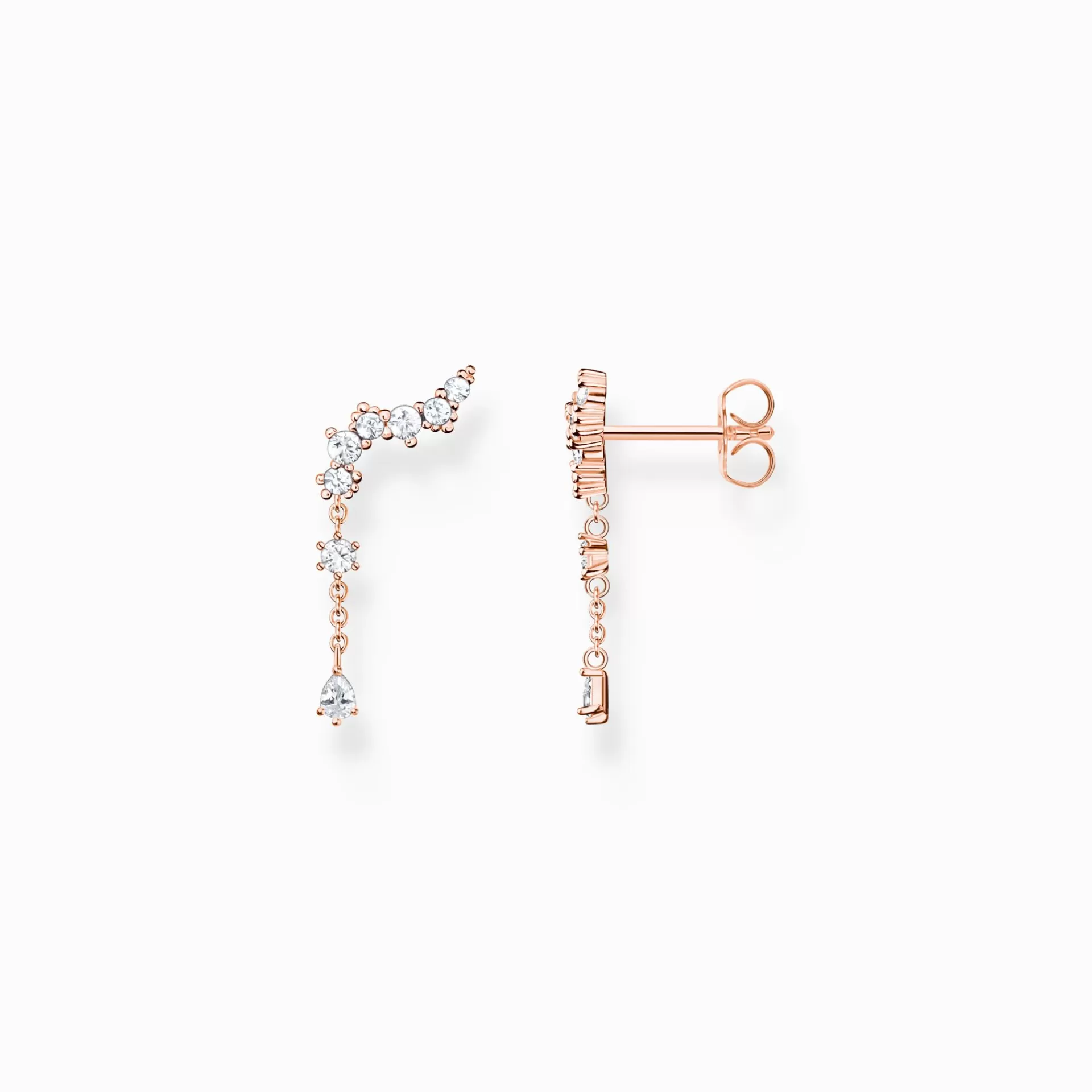 THOMAS SABO Stiftörhängen | 18K roséguldplätering<&OUML;RH&AUML;NGEN &OUML;RONKL&AUML;TTRARE ISKRISTALLER ROS&EACUTE;GULD roséguldfargad, vit