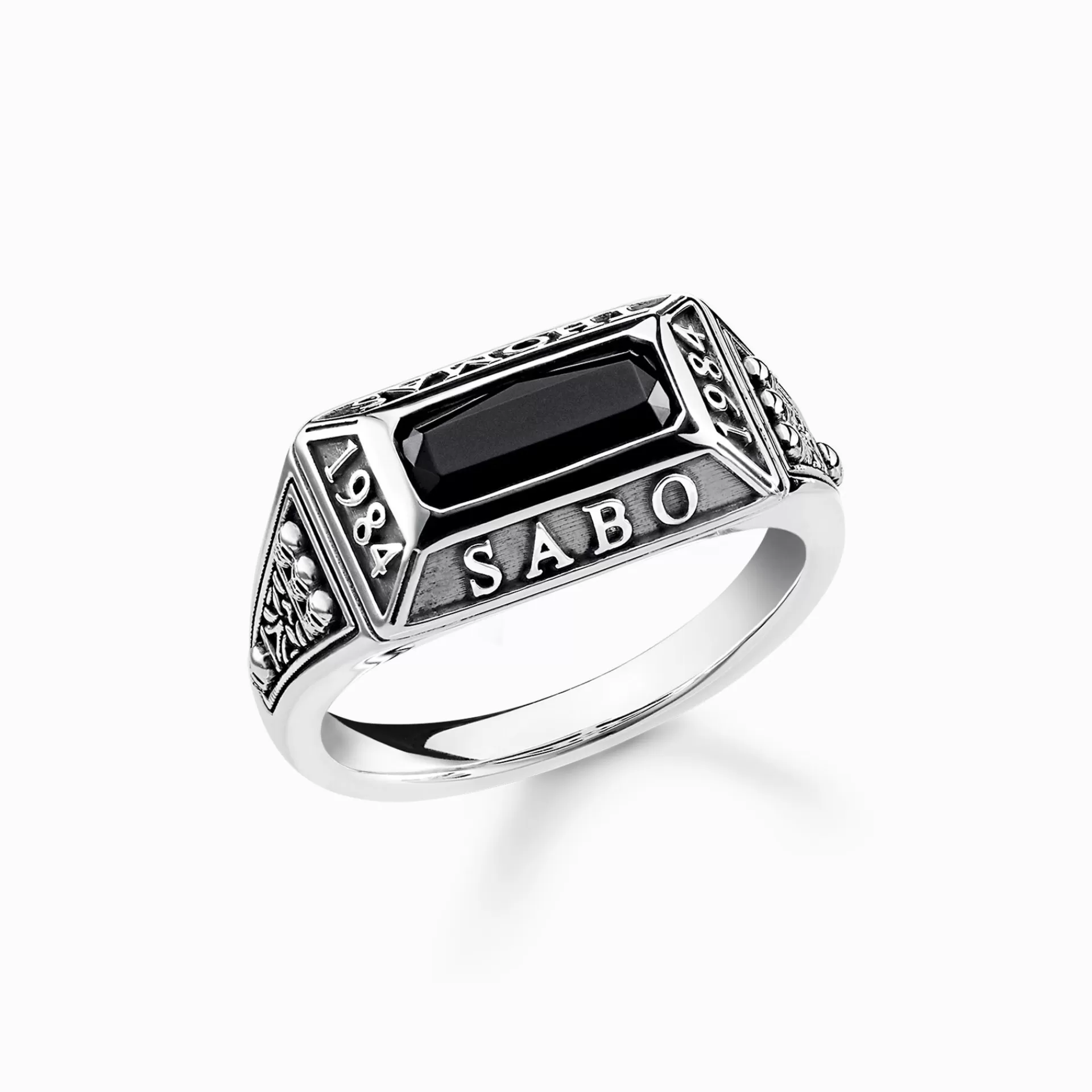 THOMAS SABO Ringar | Återvunnet 925 silver<RING COLLEGE RING svart, silverfargad