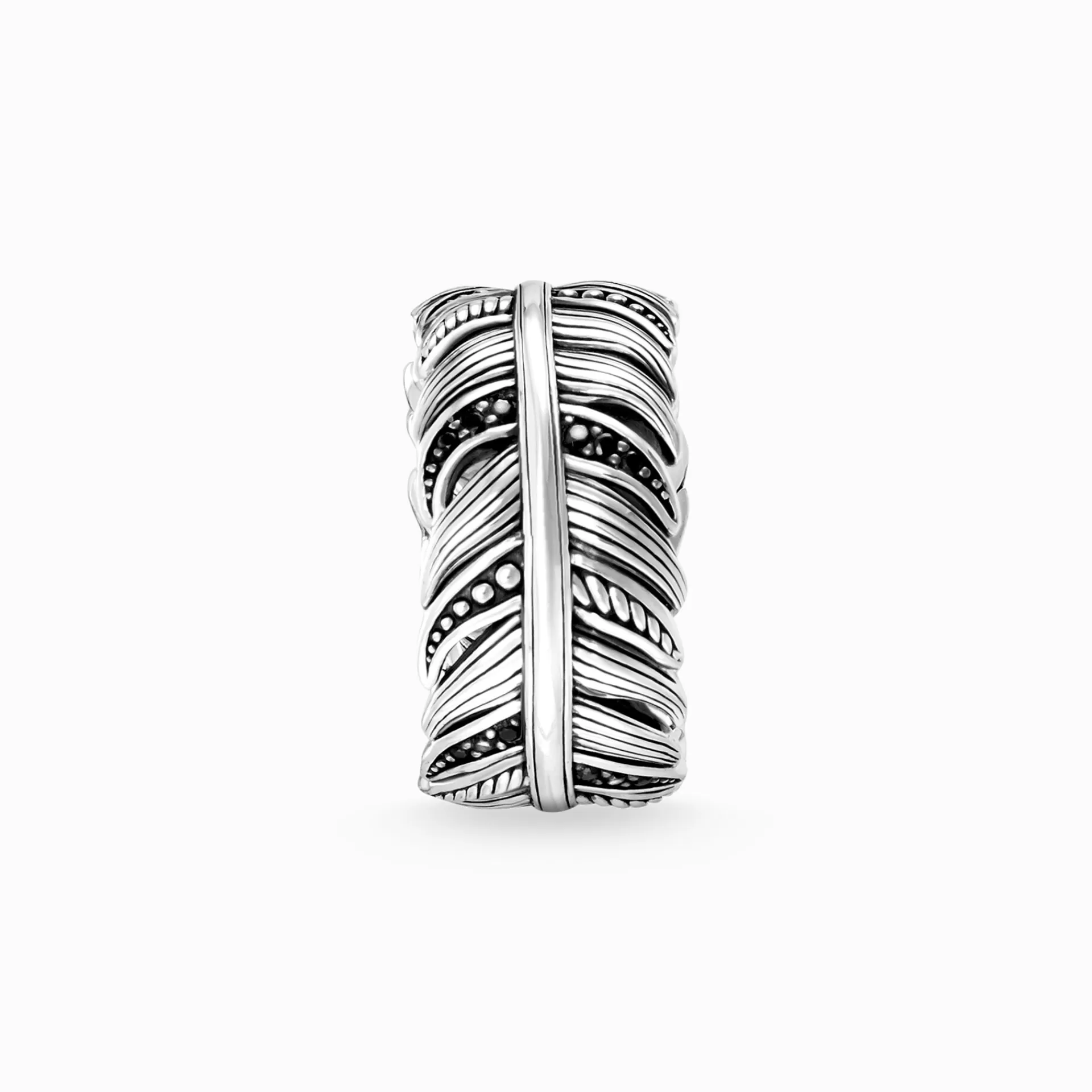 THOMAS SABO Ringar | Återvunnet 925 silver<RING FJ&AUML;DER PAV&EACUTE; svart, silverfargad