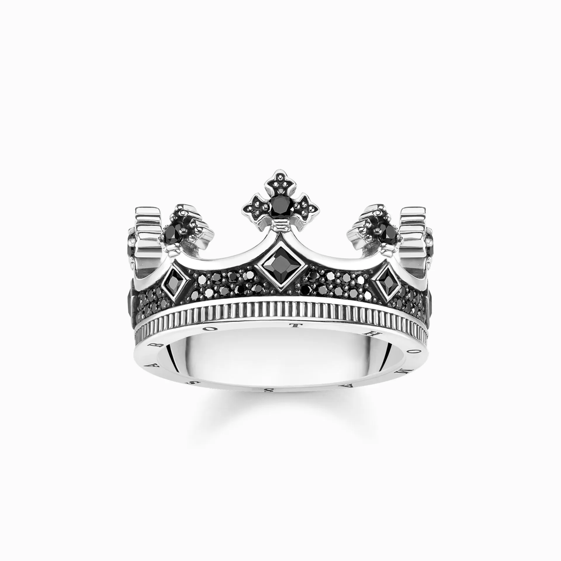 THOMAS SABO Ringar | Återvunnet 925 silver<RING KRONA svart, silverfargad