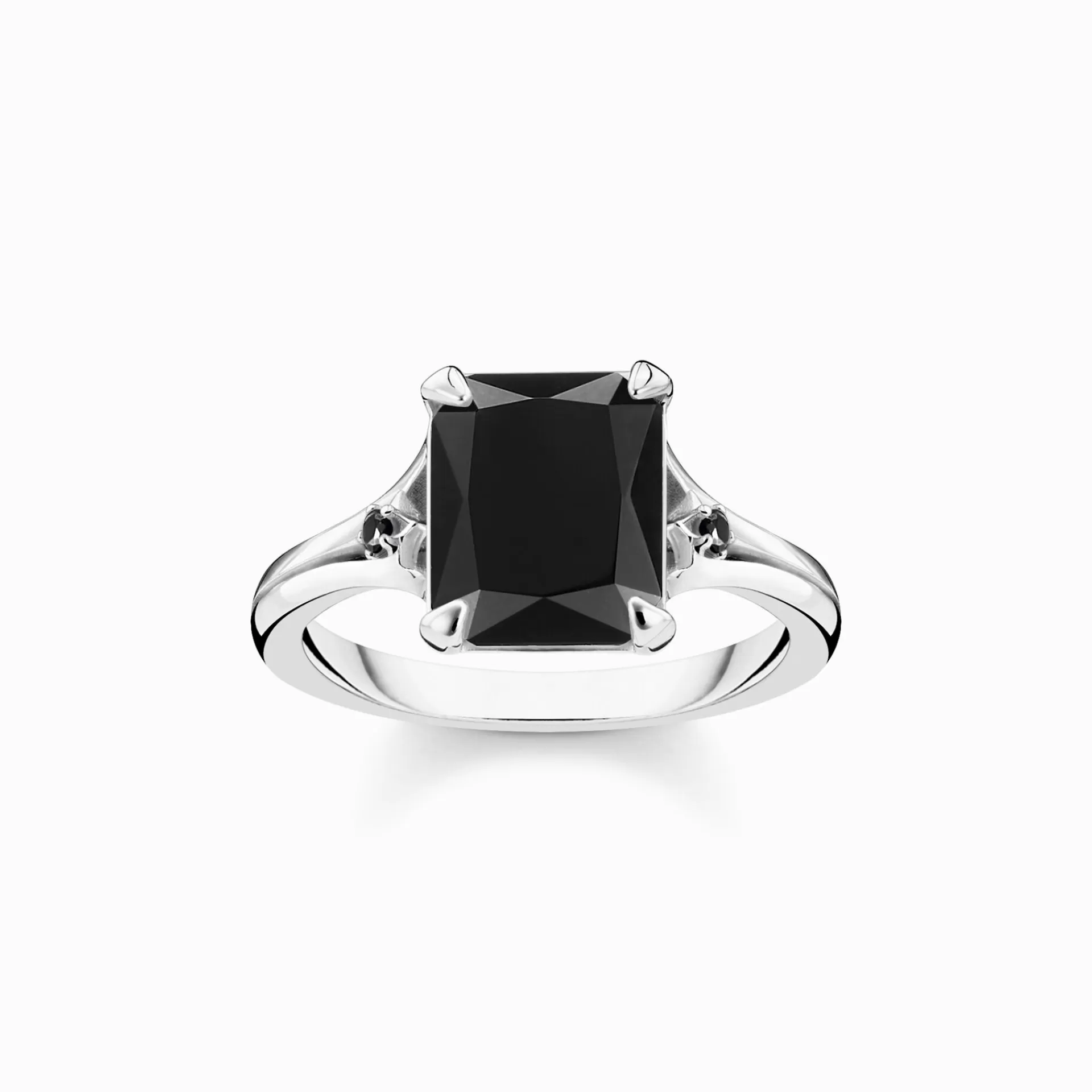 THOMAS SABO Ringar<RING MED SVART STEN SILVER silverfargad, svart