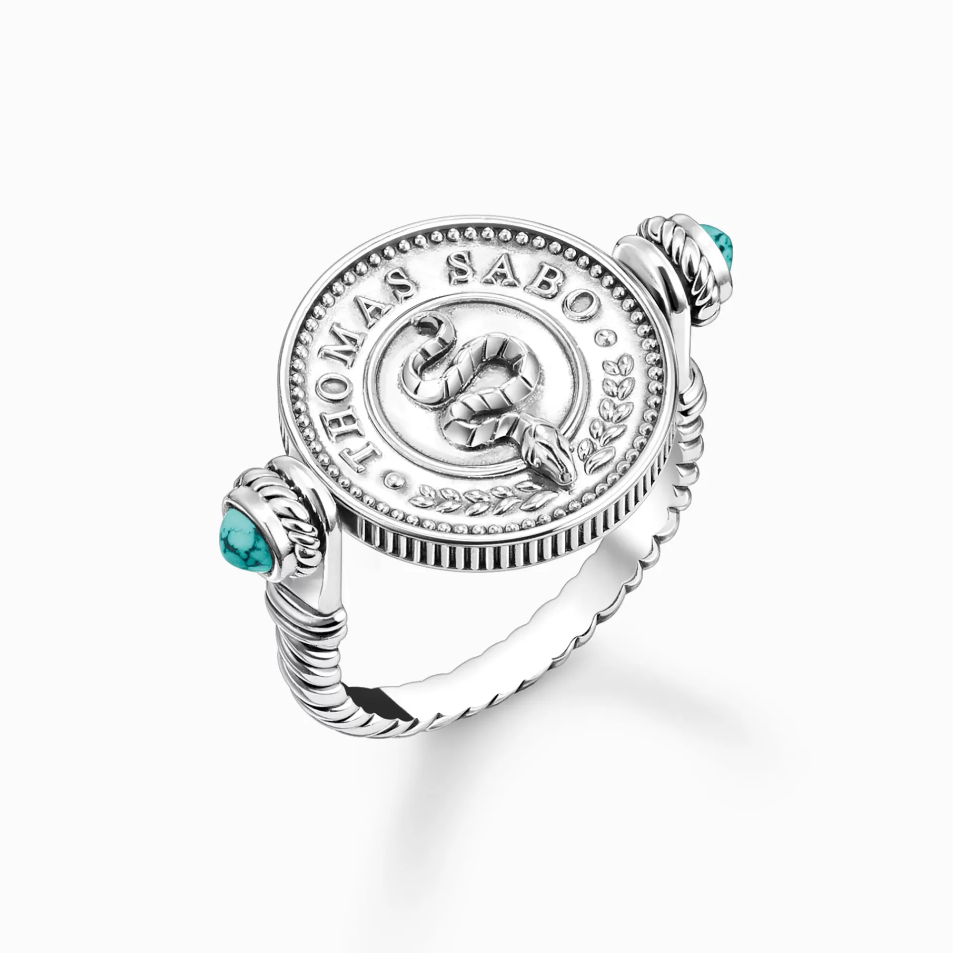 THOMAS SABO Ringar | Återvunnet 925 silver<RING ROTERBAR MED ABALONE-P&AUML;RLEMORNS SILVER silverfargad, turkos, vit