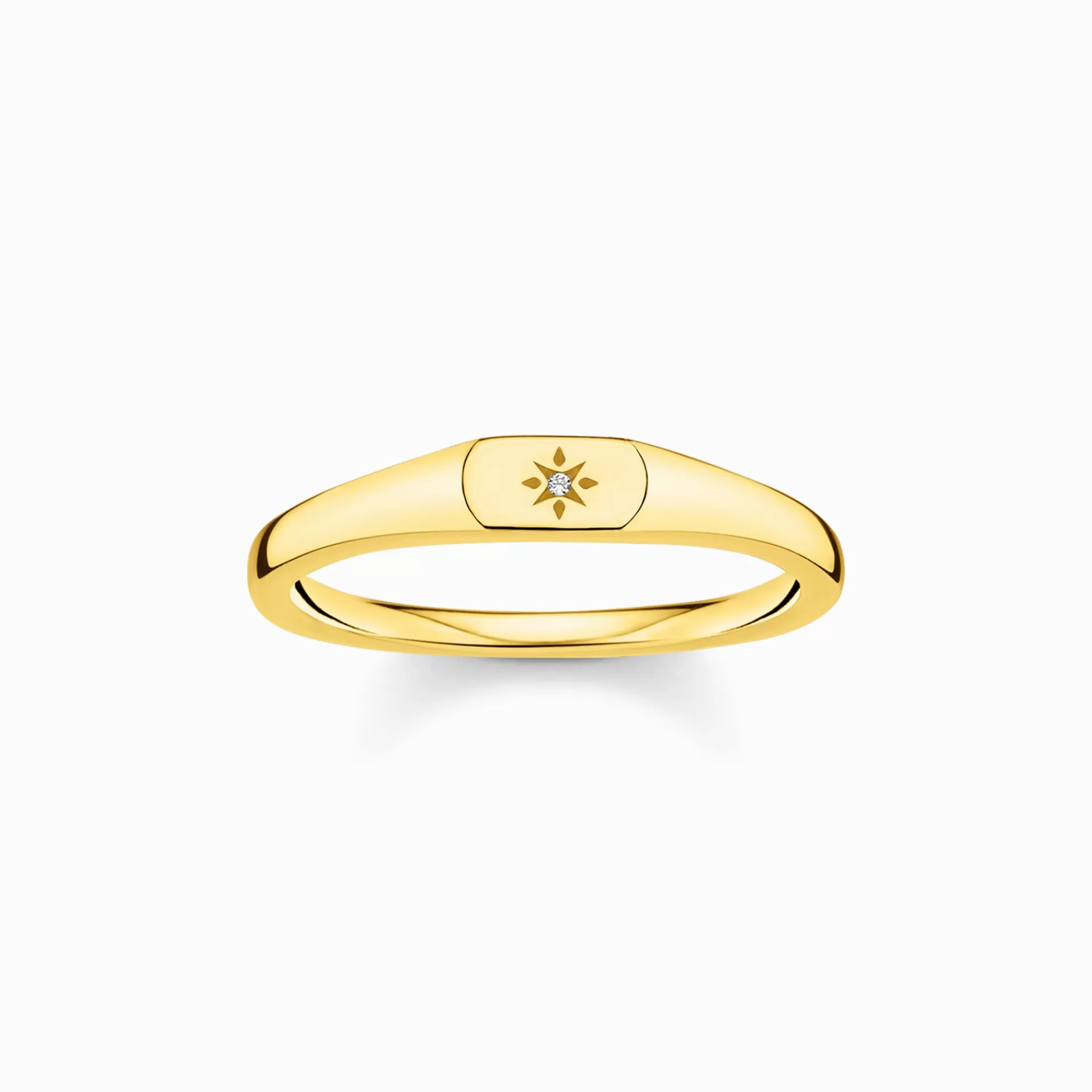 THOMAS SABO Ringar | 18K plätering<RING STJ&AUML;RNA GULD gult guldfargad, vit