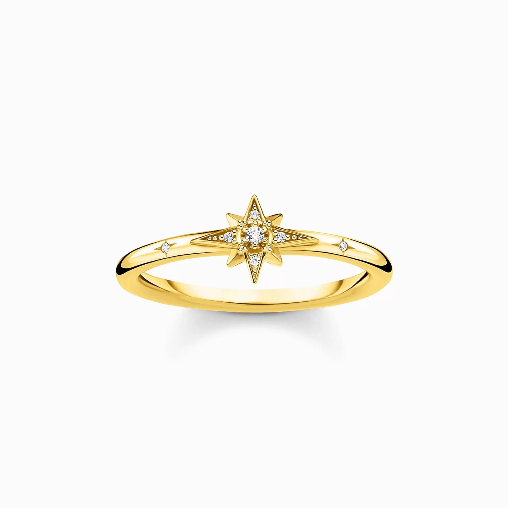 THOMAS SABO Ringar | 18K plätering<RING STJ&AUML;RNA STENAR GULD gult guldfargad, vit