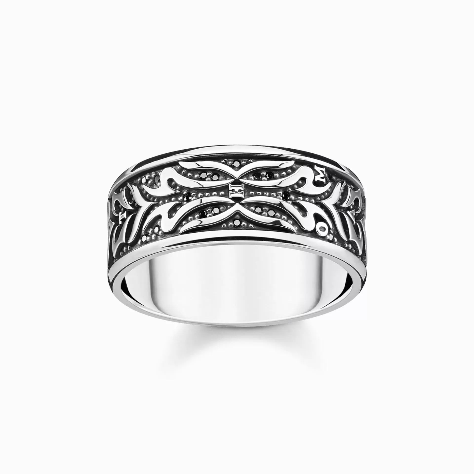 THOMAS SABO Ringar | Återvunnet 925 silver<RING SVART TIGERM&OUML;NSTER svart, silverfargad