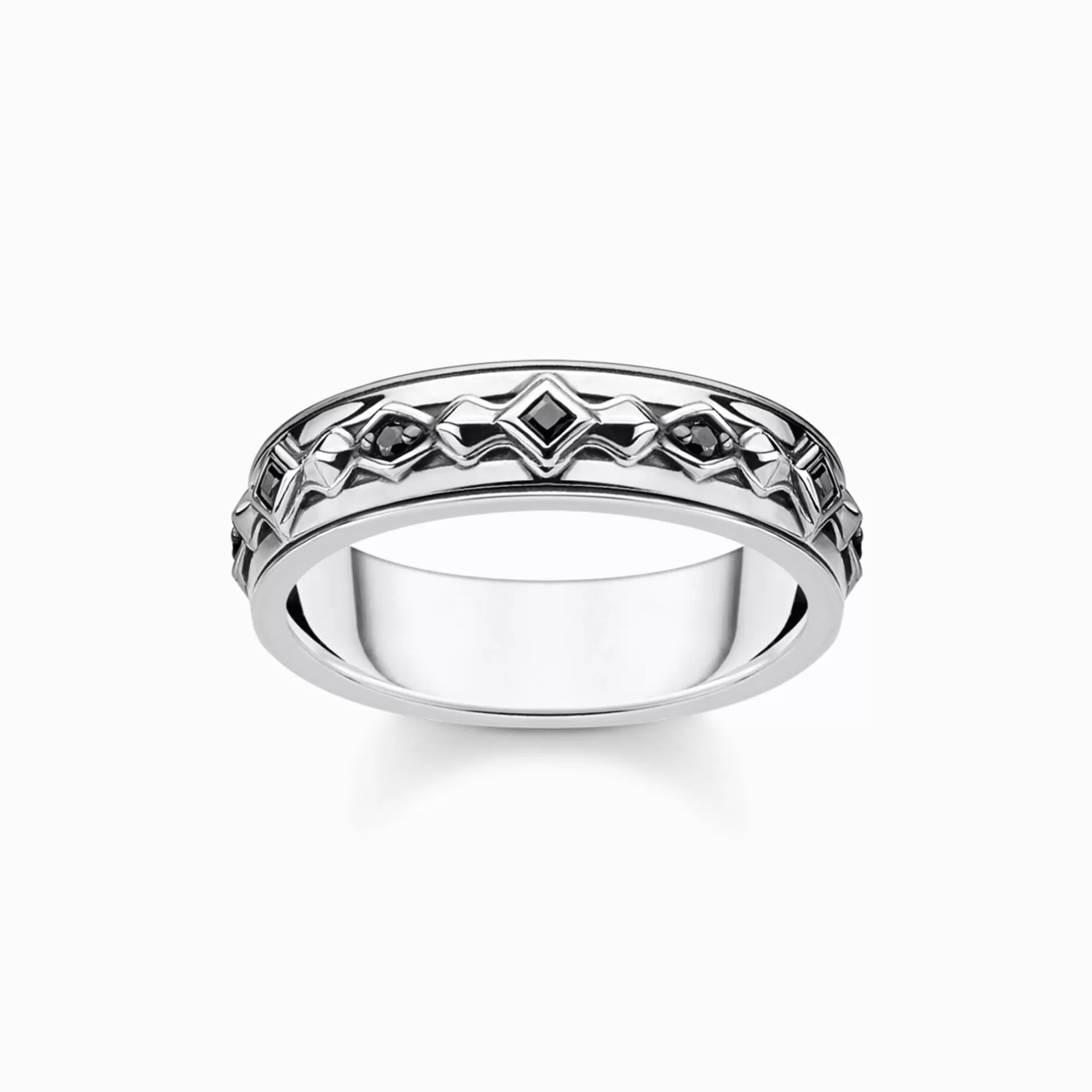 THOMAS SABO Ringar | Återvunnet 925 silver<RING SVARTA STENAR SILVER svart, silverfargad