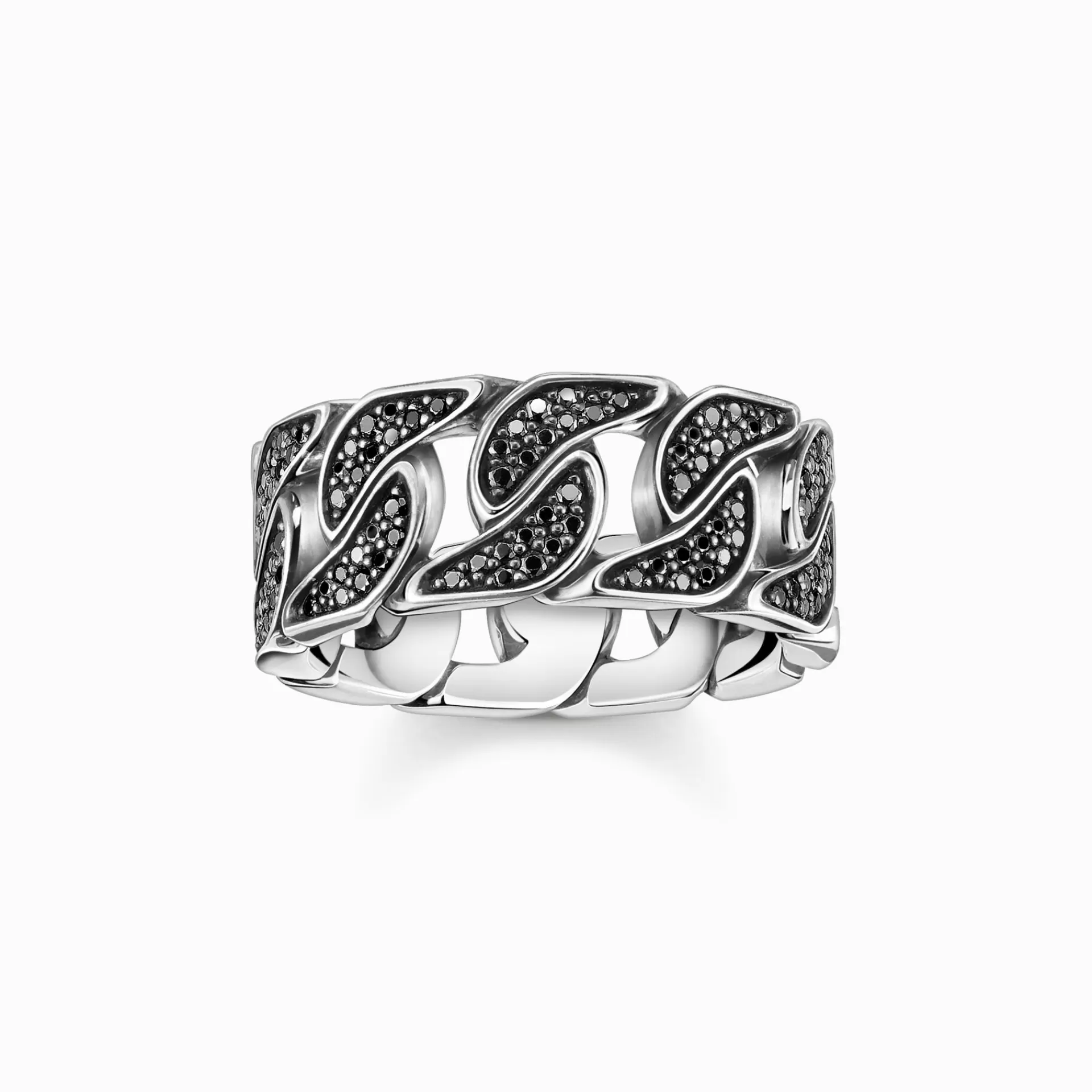 THOMAS SABO Ringar | Återvunnet 925 silver<RING SV&AUML;RTAT L&AUML;NKAR MED SVARA STENAR silverfargad, svart