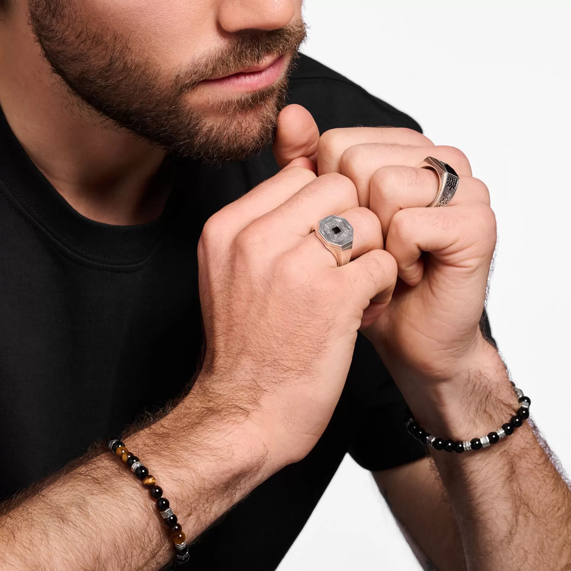 THOMAS SABO Ringar | Återvunnet 925 silver<RING TALISMAN MED SVARTA ONYX SILVER silverfargad, svart