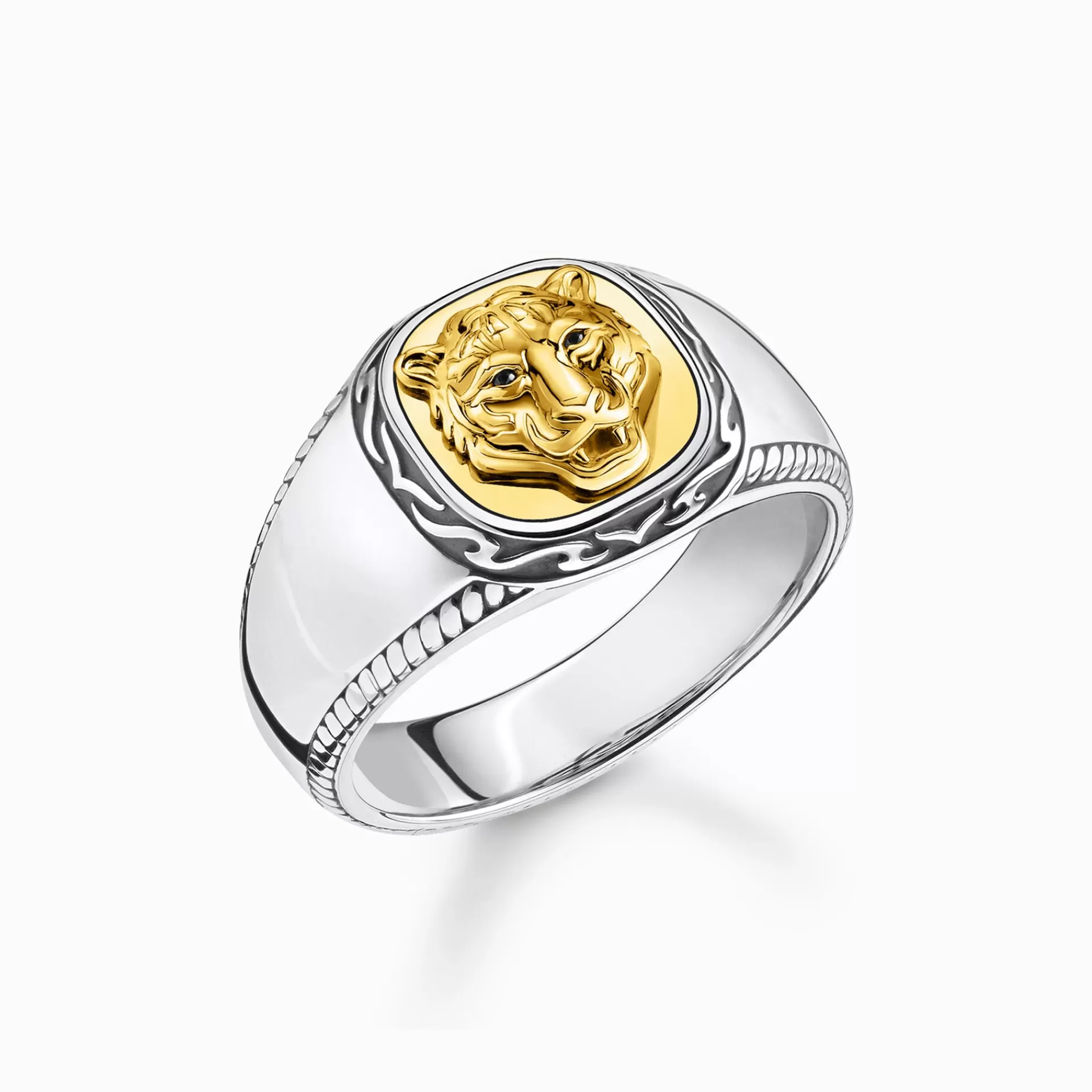 THOMAS SABO Ringar | Återvunnet 925 silver<RING TIGER GULD svart, silverfargad, gult guldfargad