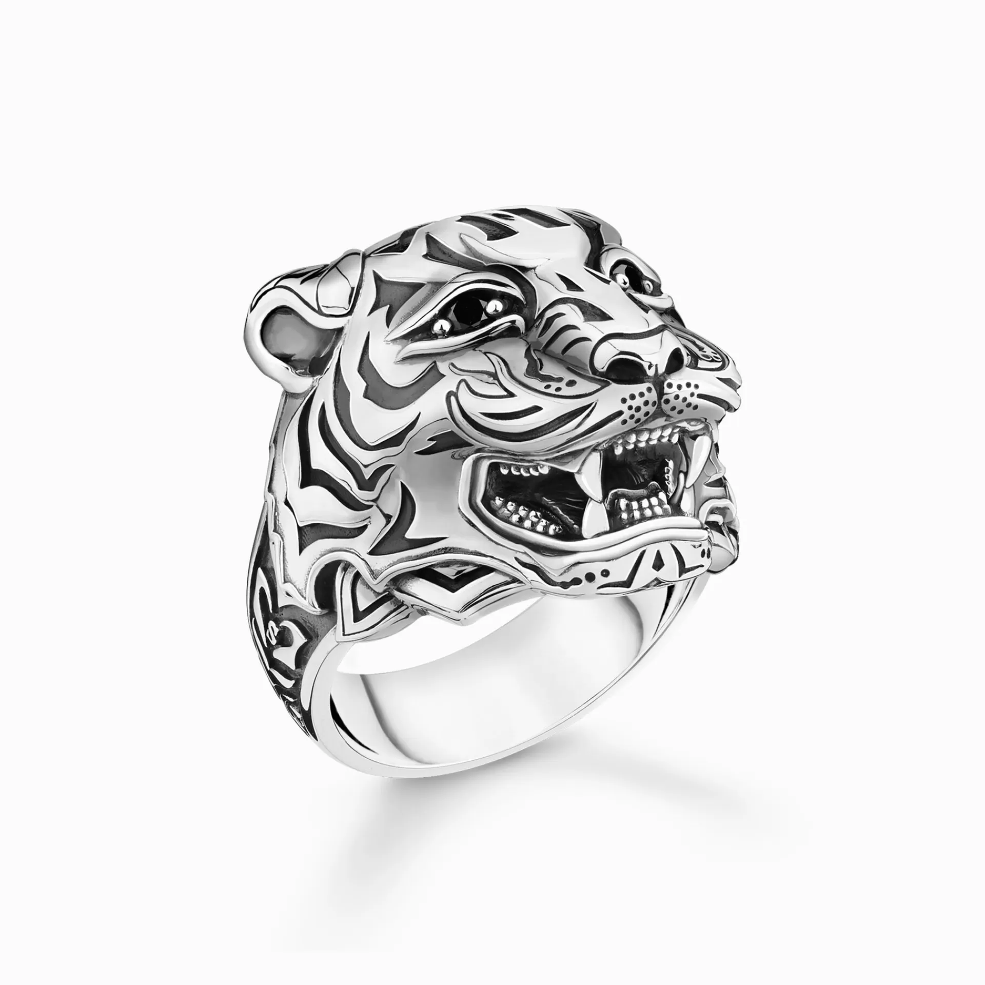 THOMAS SABO Ringar | Återvunnet 925 silver<RING TIGER SILVER svart, silverfargad