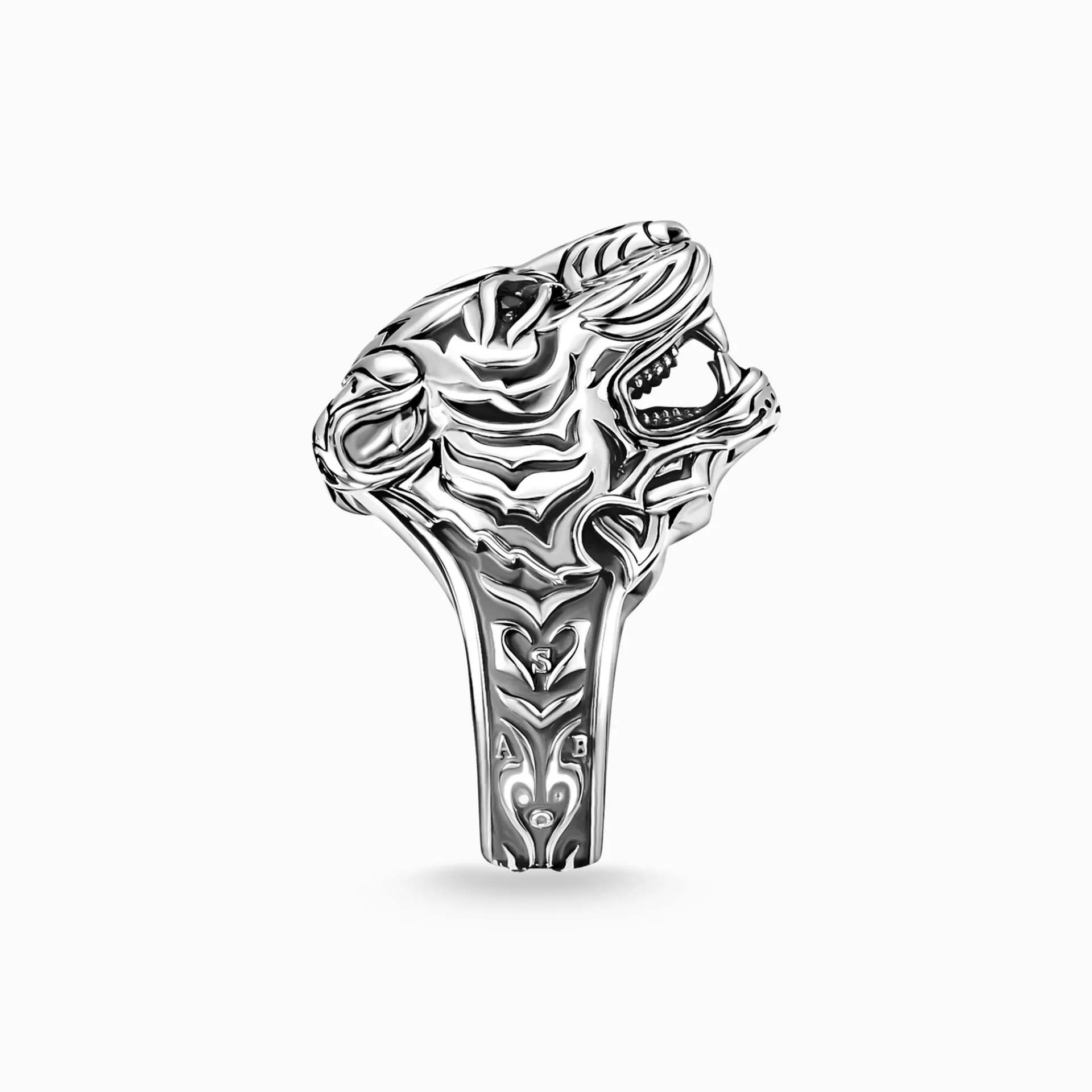 THOMAS SABO Ringar | Återvunnet 925 silver<RING TIGER SILVER svart, silverfargad