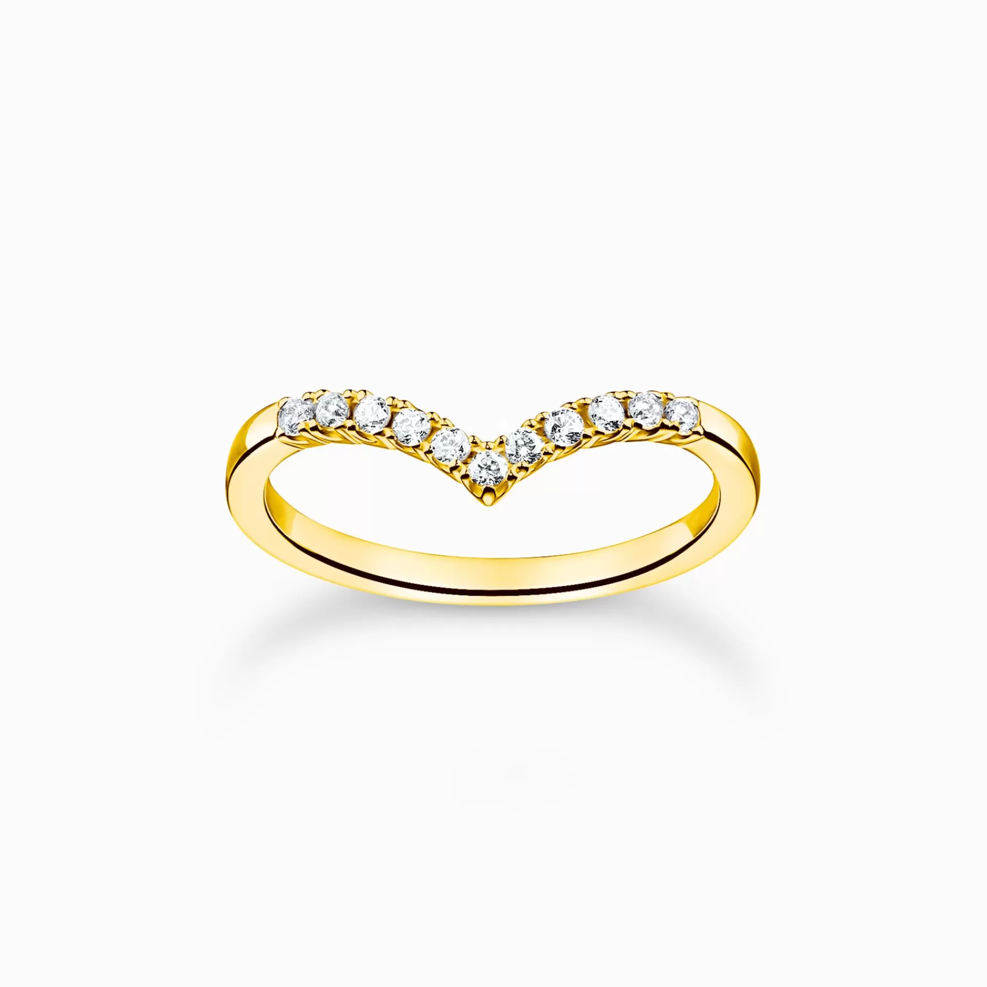 THOMAS SABO Ringar | 18K plätering<RING V-FORM MED VITA STENAR GULD gult guldfargad, vit