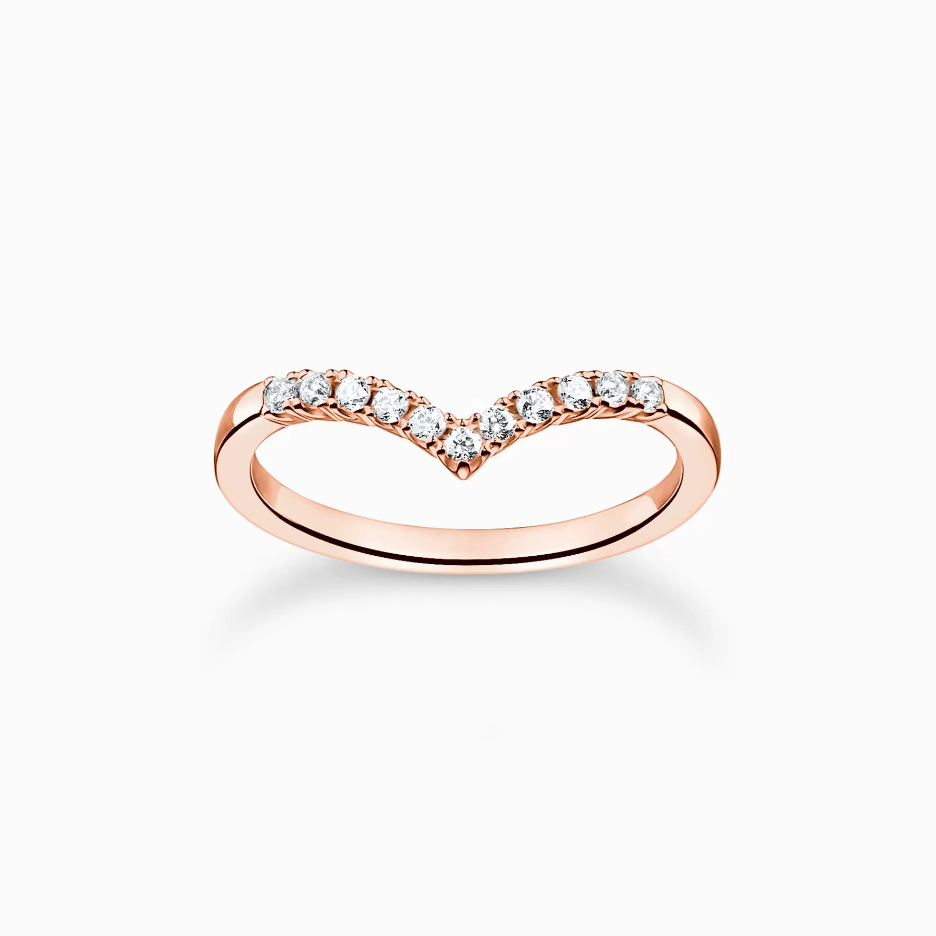 THOMAS SABO Ringar | 18K roséguldplätering<RING V-FORM MED VITA STENAR ROS&EACUTE;GULD roséguldfargad, vit