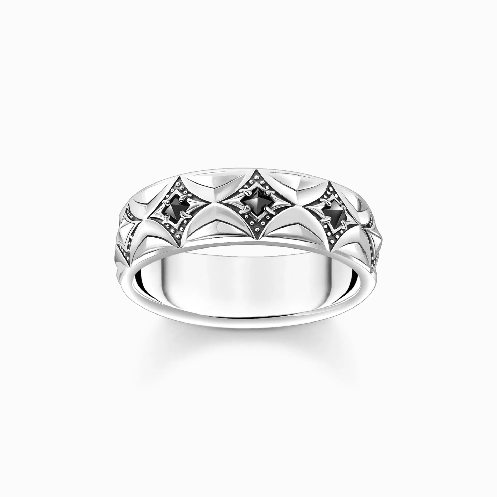 THOMAS SABO Ringar | Ringar<ROMBM&OUML;NSTRAD RING MED SVARTA ZIRKONIASTENAR, SV&AUML;RTAT SILVER silverfargad, svart