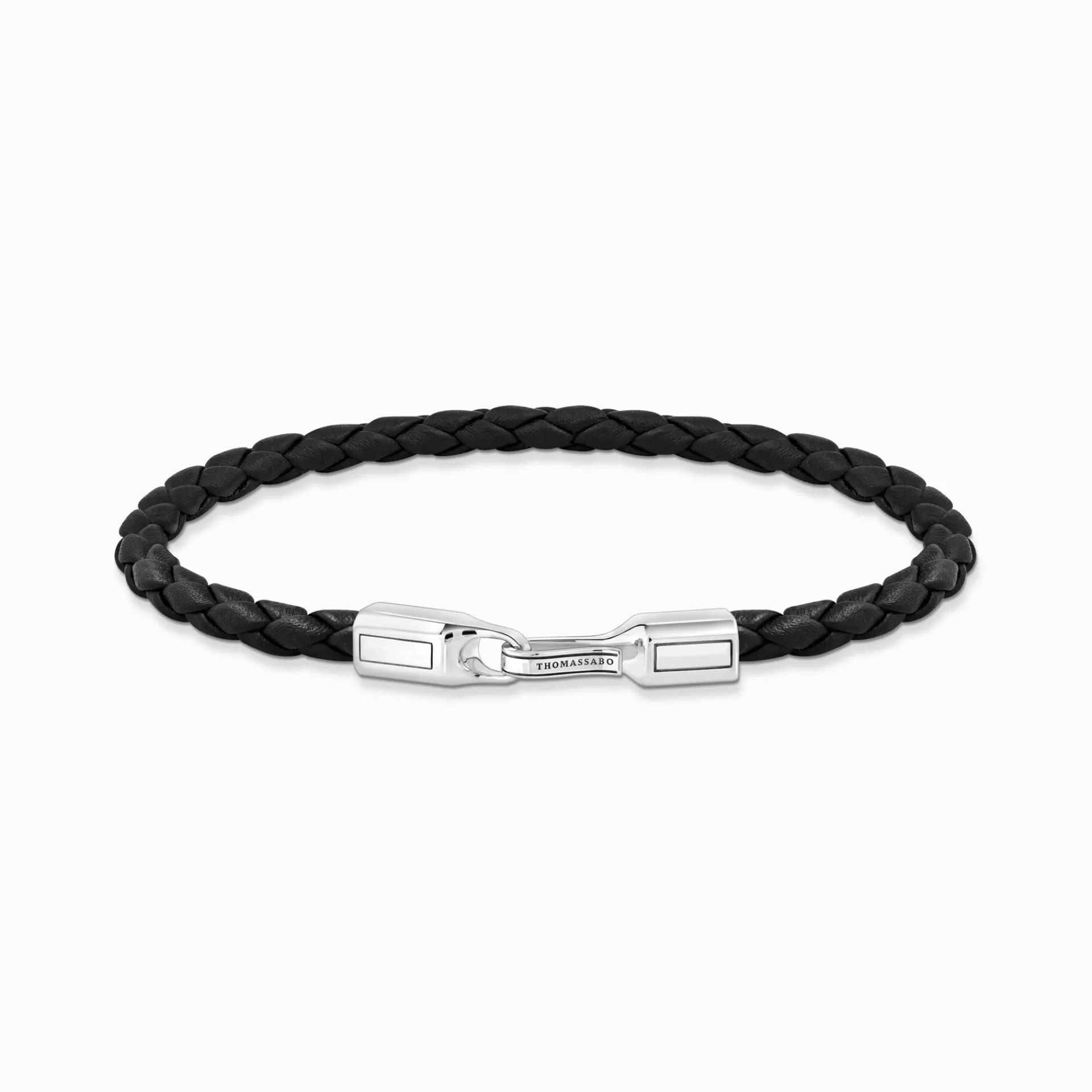 THOMAS SABO Armband | Återvunnet 925 silver<SMALT L&AUML;DERARMBAND I SVART MED SILVER silverfargad, svart