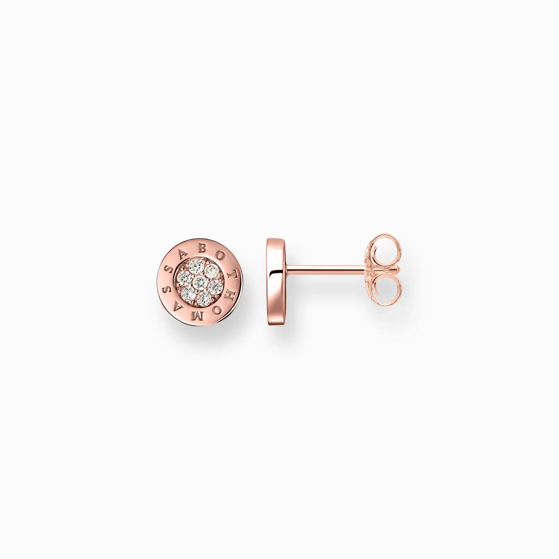 THOMAS SABO Stiftörhängen | 18K roséguldplätering<STIFT&OUML;RH&AUML;NGEN CLASSIC PAV&EACUTE; roséguldfargad, vit