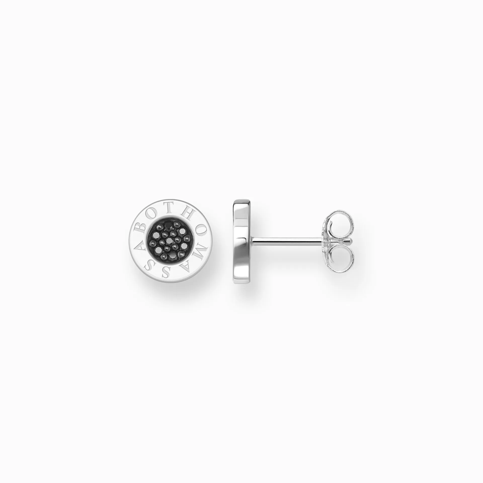 THOMAS SABO Stiftörhängen | Återvunnet 925 silver<STIFT&OUML;RH&AUML;NGEN CLASSIC PAV&EACUTE; SVART svart, silverfargad