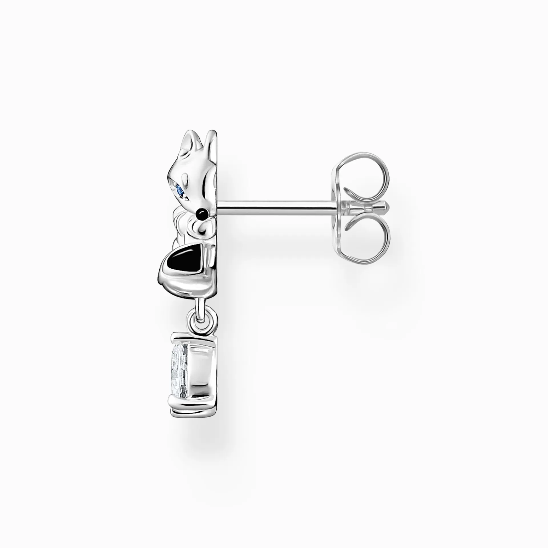 THOMAS SABO Stiftörhängen | Återvunnet 925 silver<STIFT&OUML;RH&AUML;NGEN INDIVIDUELLT R&AUML;V MED VIT STEN SILVER silverfargad, vit, svart, blå