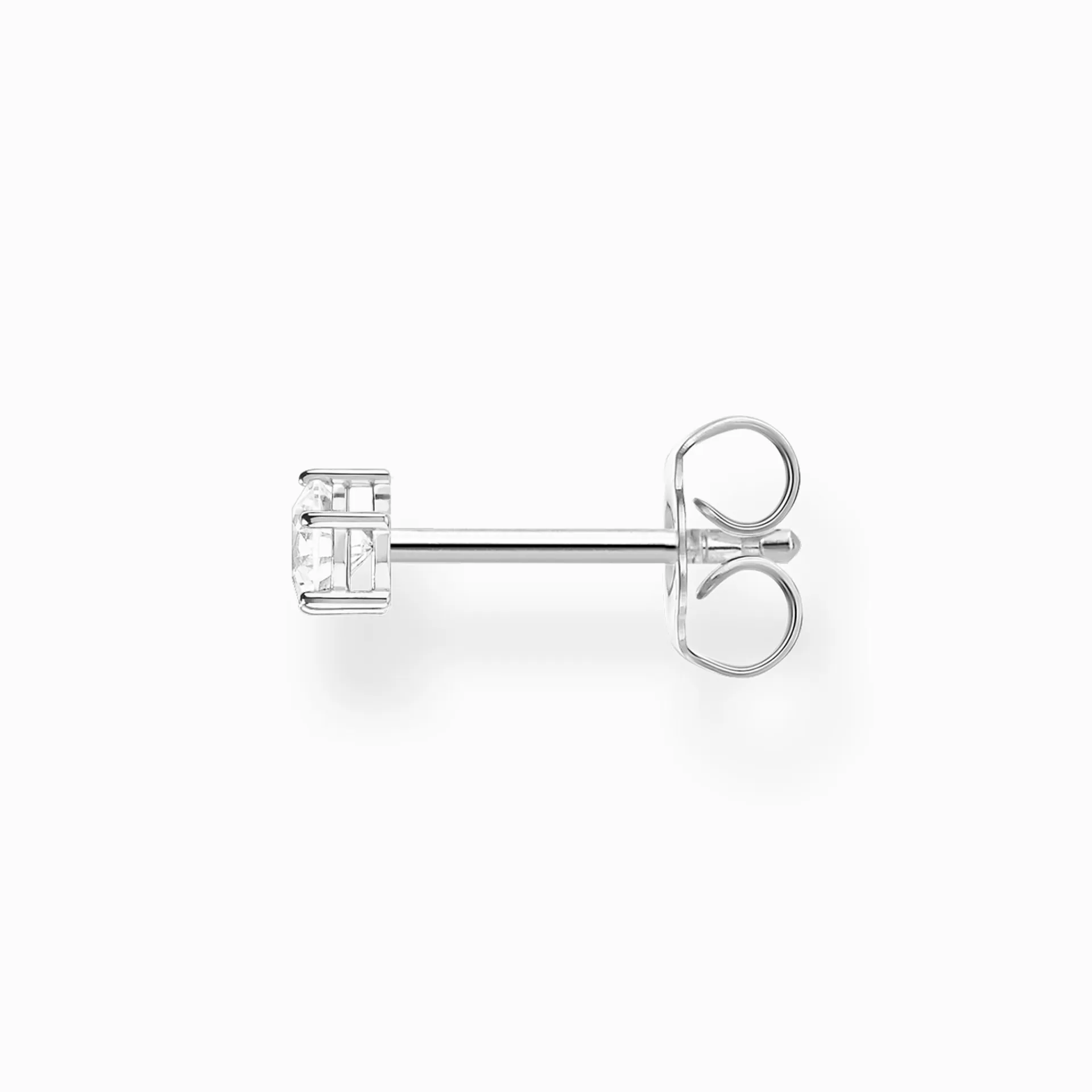 THOMAS SABO Stiftörhängen | Återvunnet 925 silver<STIFT&OUML;RH&AUML;NGEN INDIVIDUELLT VIT STEN SILVER vit, silverfargad