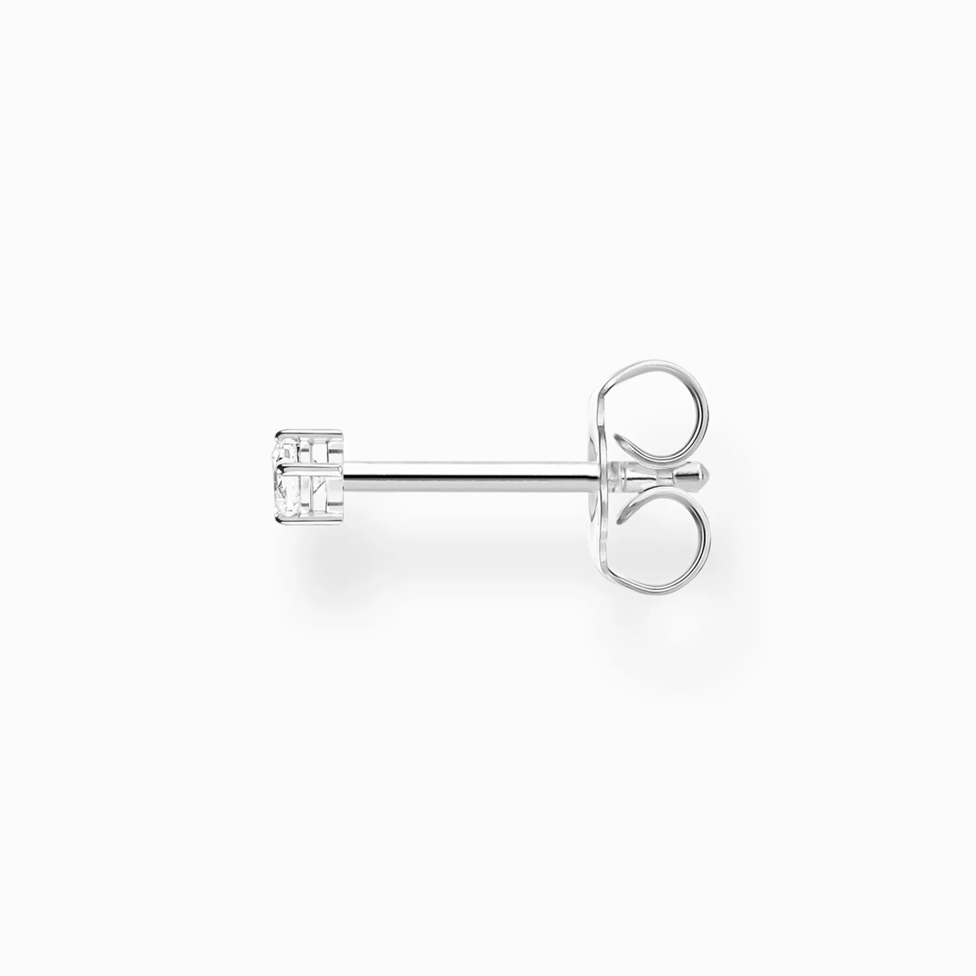 THOMAS SABO Stiftörhängen | Återvunnet 925 silver<STIFT&OUML;RH&AUML;NGEN INDIVIDUELLT VIT STEN SM&ARING; SILVER vit, silverfargad