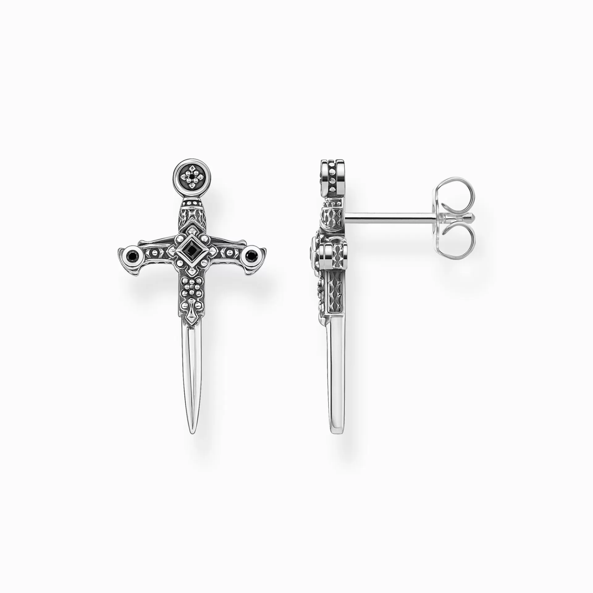 THOMAS SABO Stiftörhängen | Återvunnet 925 silver<STIFT&OUML;RH&AUML;NGEN SV&AUML;RD svart, silverfargad